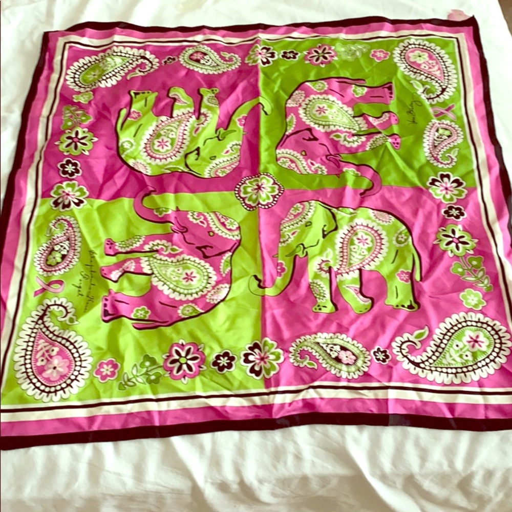 Vera Bradley Elephant 100% silk scarf